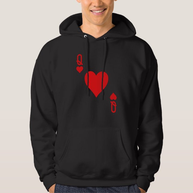 Queen Of Hearts Valentines Matching Couples Valent Hoodie (Vorderseite)