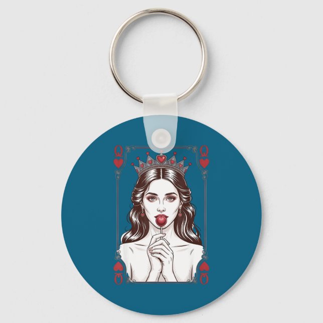 Queen Of Hearts Women Vintage Valentines Day  Schlüsselanhänger (Vorderseite)