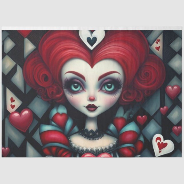 Queen of Hearts Wonderland Decoupage Tissue Paper Seidenpapier (Vorderseite)