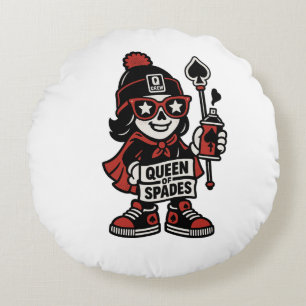 Queen of Spades Street Mascot - Pro Grind Edition Rundes Kissen