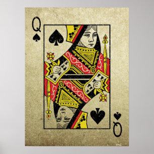 Queen of Spades Vintag Style Spielkarten Poster