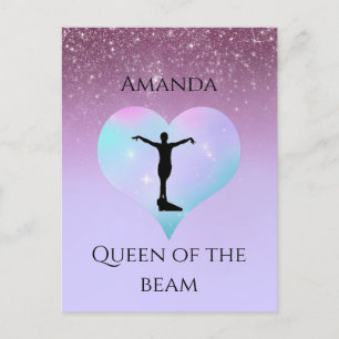Queen Of The Beam Turnen Lila Ombre Glitter Postkarte