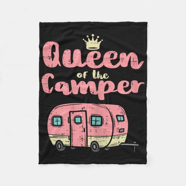 Queen Of The Camper Cute Camping Van Camp Trailer  Fleecedecke (Vorderseite)