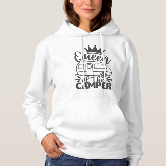 Queen of the Camper Funny Quote Camping Sprichwort Hoodie (Vorderseite)