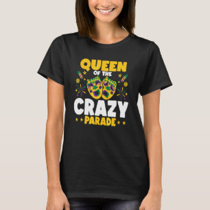 Queen of the Crazy Parade Beads Bling Joker Jester T-Shirt