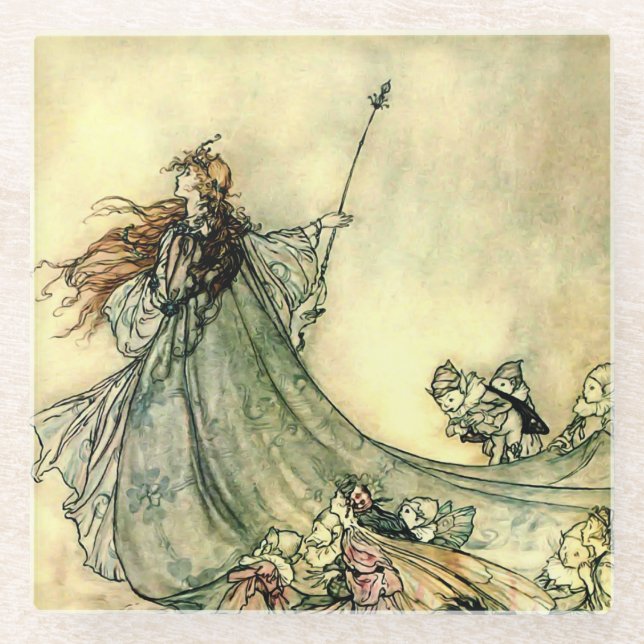 "Queen of the Fairies" von Arthur Rackham Glasuntersetzer (Vorderseite)