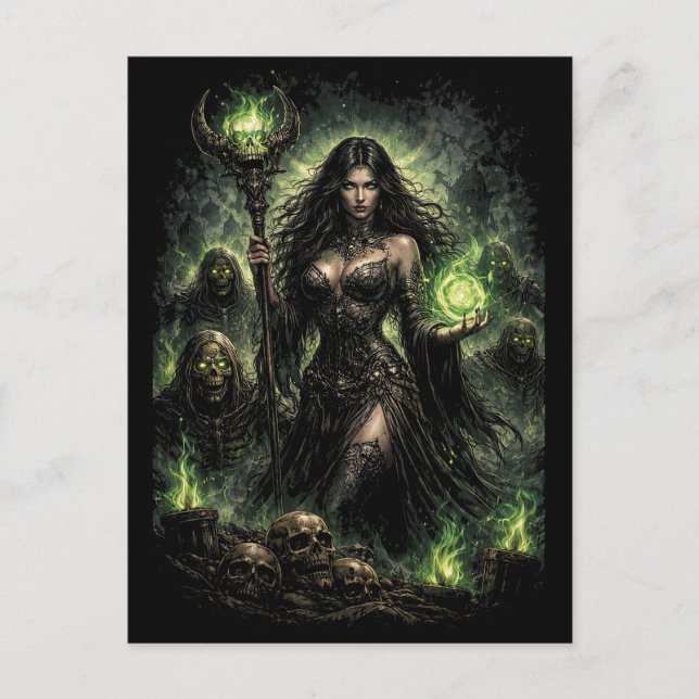 Queen of the Green Flame Postkarte (Vorderseite)