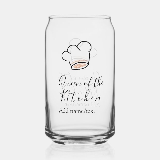 Queen of the kitchen chef cooking add name crown  dosenglas (Vorderseite)