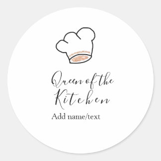 Queen of the kitchen chef cooking add name crown runder aufkleber