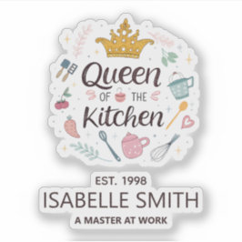 Queen of the Kitchen Custom Name Design Aufkleber