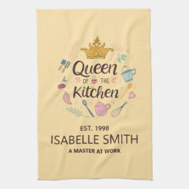 Queen of the Kitchen Custom Name Design Geschirrtuch