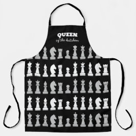 Queen of the Kitchen Schach Schwarz-weißes Muster Schürze