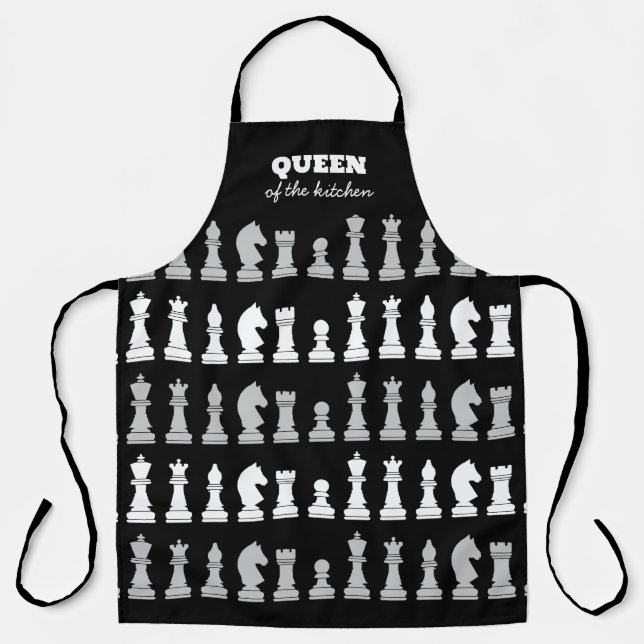 Queen of the Kitchen Schach Schwarz-weißes Muster  Schürze (Vorderseite)
