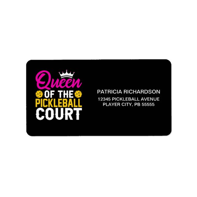 Queen of the Pickleball Court Address Label Adressaufkleber (Vorne)