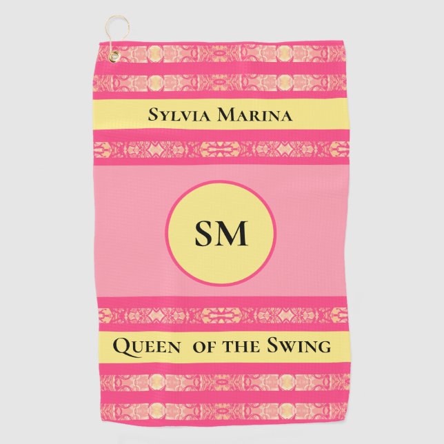 Queen of the Swing Pink  Golfhandtuch (Vorderseite)