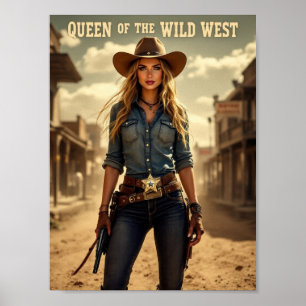 Queen of the Wild West - Fearless Cowgirl Poster