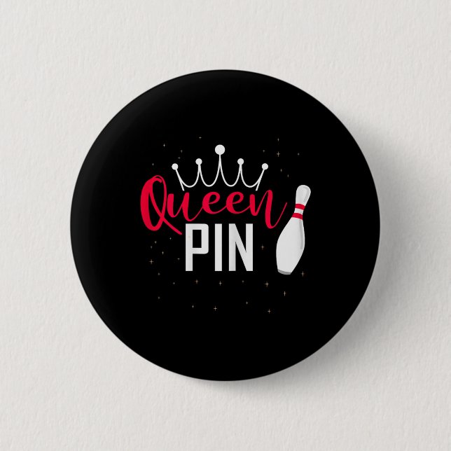 Queen Pin Shirt Bowler Bowling League For Bowling  Button (Vorderseite)
