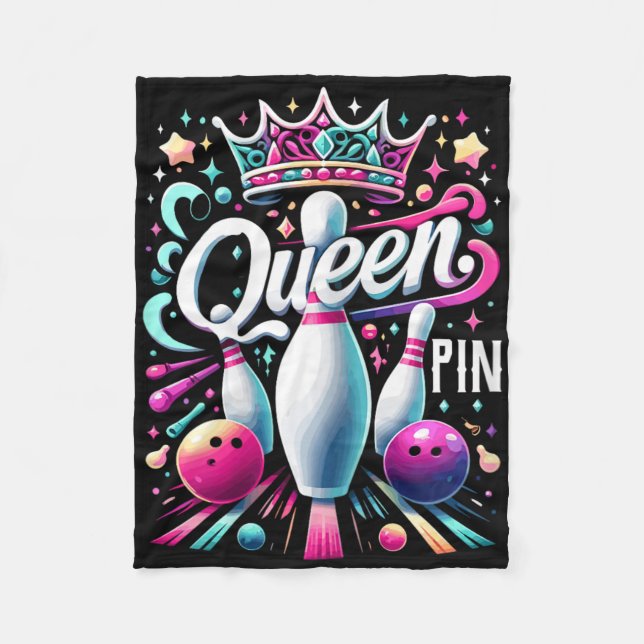Queen Pin Shirt Bowler Bowling League For Bowling  Fleecedecke (Vorderseite)