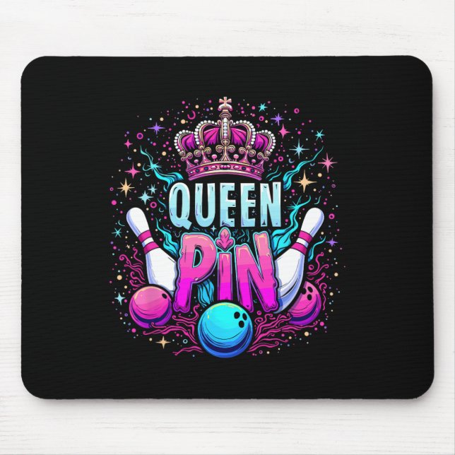 Queen Pin Shirt Bowler Bowling League For Bowling  Mousepad (Vorne)