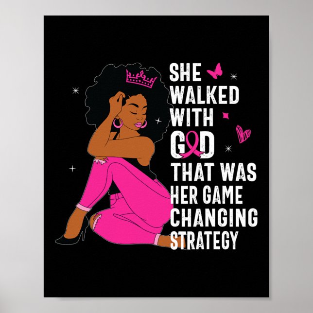 Queen Pink Ribbon Breast Cancer Awareness Month Wo Poster (Vorne)