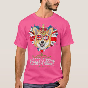 Queen Platinum-Jubiläum-Corgi mit Krone Hund Herz T-Shirt
