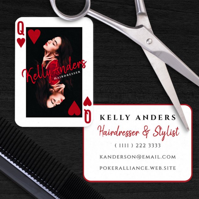 Queen Playing Feminine Foto Friseur Visitenkarte (Queen Playing Feminine Photo Hairdresser Business Card)