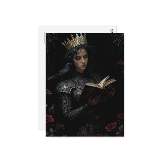 Queen Reading a Book Postkarte (Vorderseite/Rückseite Beispiel)