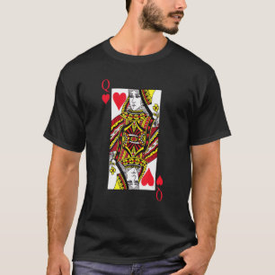 Queen Red Hearts Costume Blackjack Cards Poker 21 T-Shirt