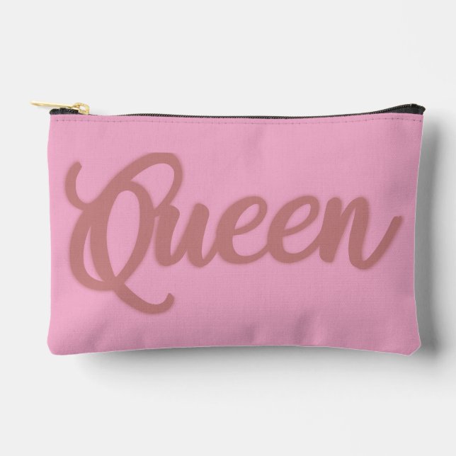 Queen Rose Gold Calligraphy Design Zubehörtasche (Vorderseite)