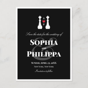 Queen Schach Stücke Lesben Hochzeit retten Datum Ankündigungspostkarte