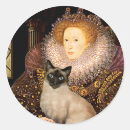 Queen-Siegel Point Siamese Cat Runder Aufkleber