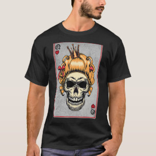 Queen Skull and King - 22 Card Herz Flush Couple T-Shirt