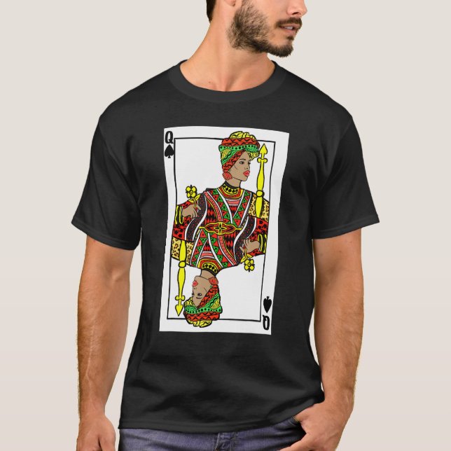 Queen Spades African American Card Black History m T-Shirt (Vorderseite)