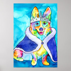Queen Splooty Rainbow Corgi Poster
