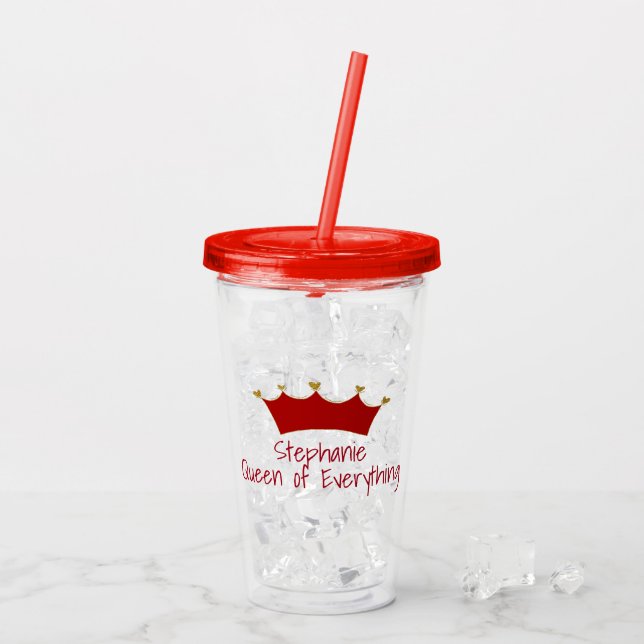 Queen Themed Red Crown Acryltrinkbecher (Rückseite Ice)