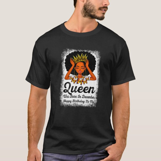 Queen war im Dezember Geboren Happy Birthday Black T-Shirt (Vorderseite)