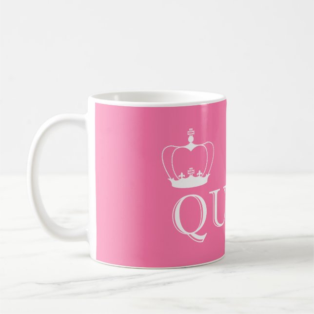 Queen White Crown - anpassbare Hintergrundfarbe Tasse (Links)