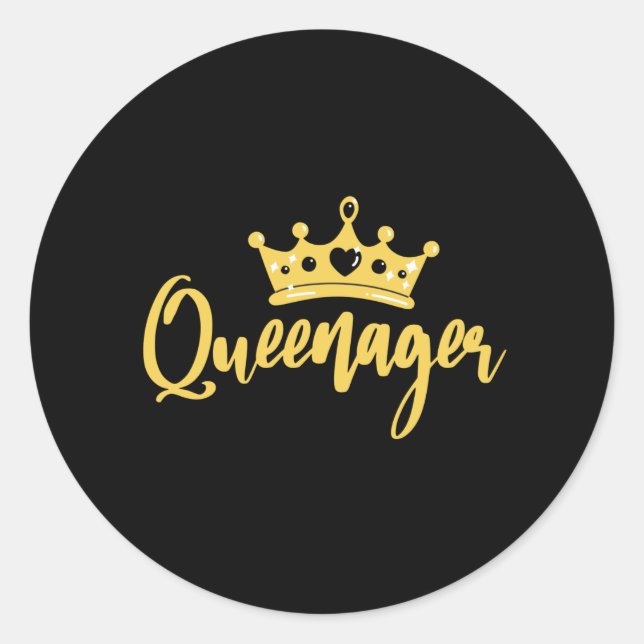 Queenager-Königin, dramatische Königin-Teenager Runder Aufkleber (Vorderseite)