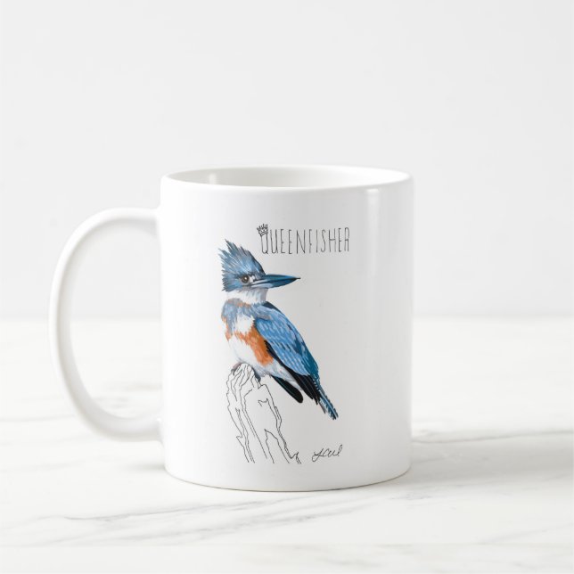 Queenfisher (Belted Kingfisher) Kaffeetasse (Links)