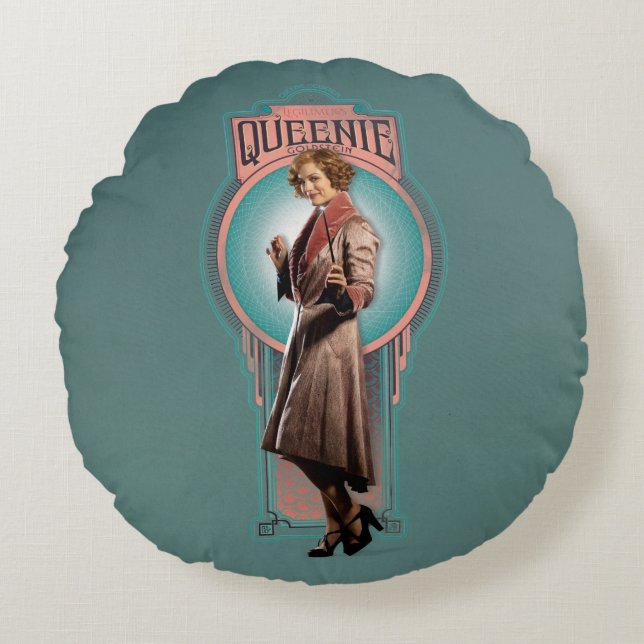 QUEENIE GOLDSTEIN™ Art-Deco-Panel Rundes Kissen (Vorderseite)