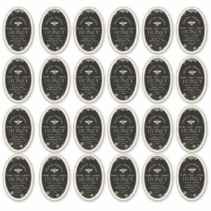 Queenline 8 oz Oval Honey Label mit Honigwabenbien