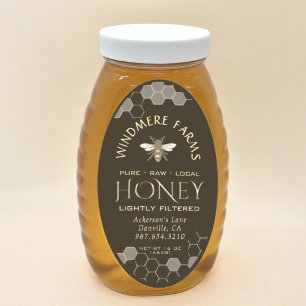 Queenline Honey Label 16/32oz Honeycomb Bee Earth Ovaler Aufkleber