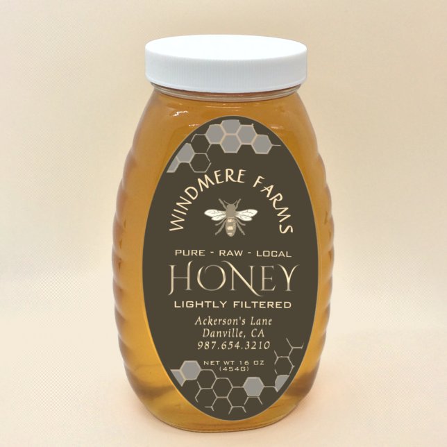 Queenline Honey Label 16/32oz Honeycomb Bee Earth Ovaler Aufkleber (Von Creator hochgeladen)