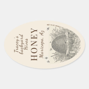 Queenline Jar Vintag Skep Backyard Hive Ovaler Aufkleber
