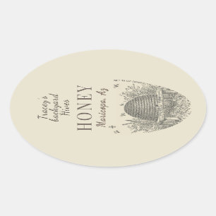 Queenline Jar Vintag Skep Backyard Oval Ovaler Aufkleber