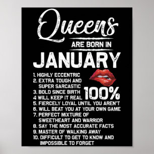 Queens Are Born in January Birthday Gifts Poster