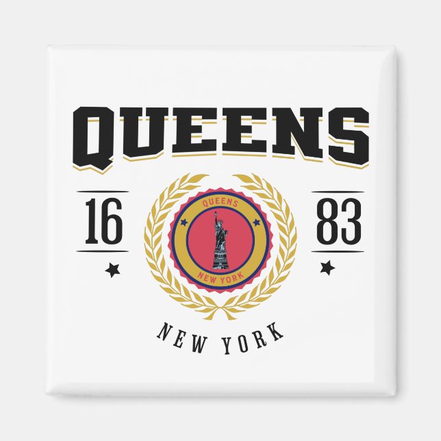 Queens New York 1683 Black Magnet (Vorne)