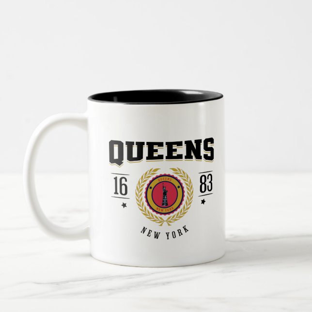 Queens New York 1683 Black Zweifarbige Tasse (Links)