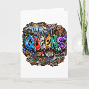 Queens New York Graffiti-Wandkunst Karte