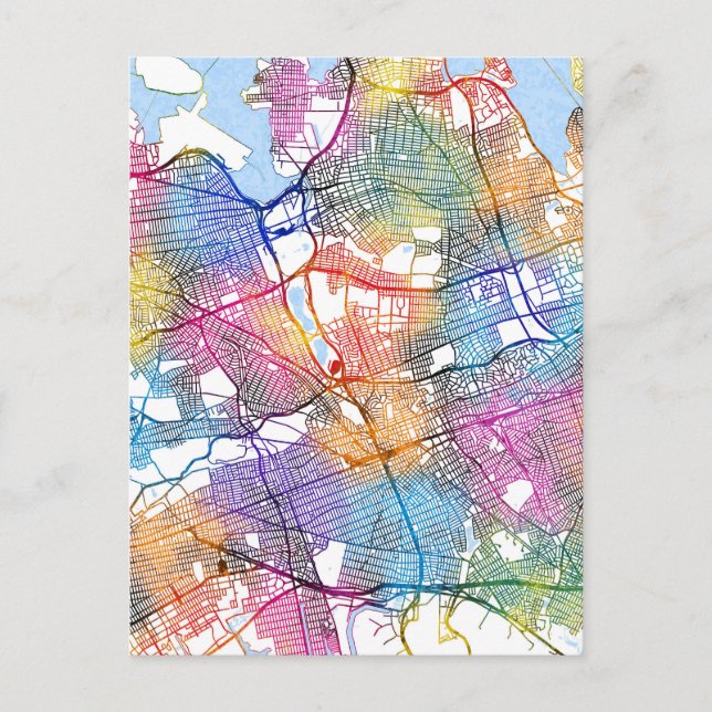 Queens New York Map Postkarte (Vorderseite)